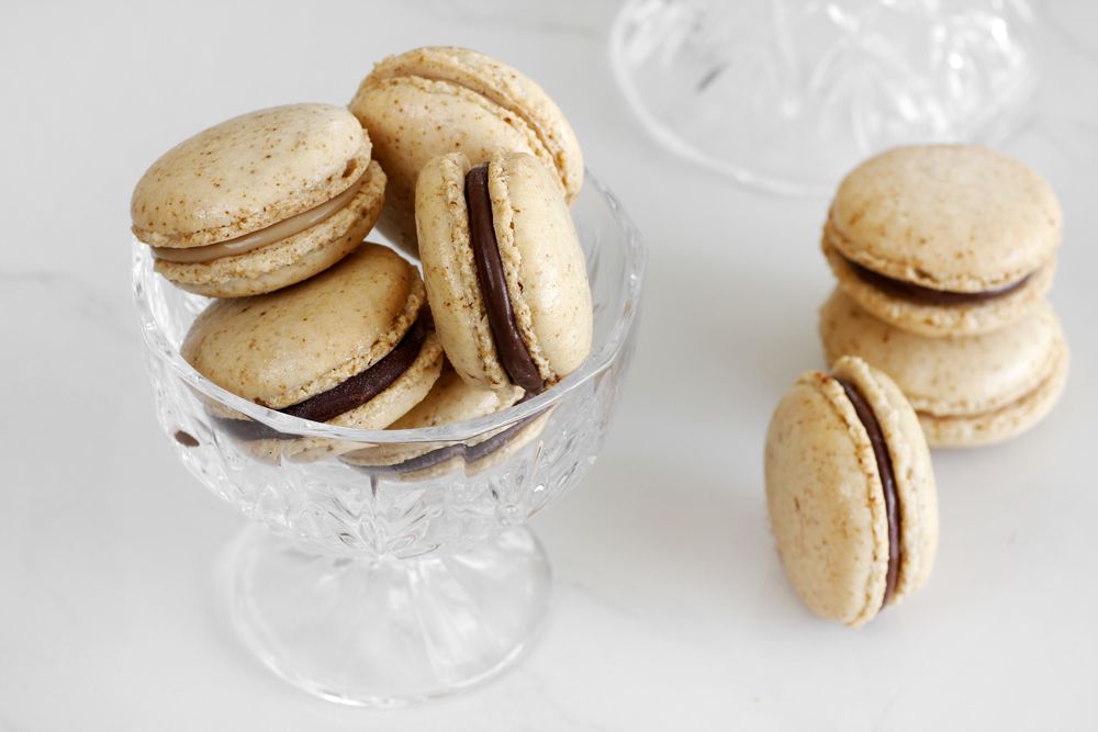 Moka Pot Glass With Coffee And Macarons Coffee Time Composition