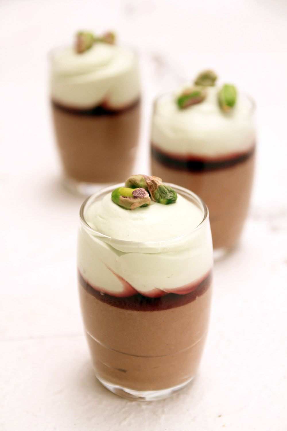 Chocolate Mousse Parfait with Cherries and Pistachio