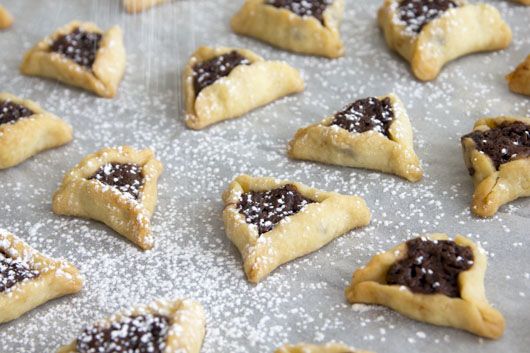 Vegan Hamantaschen Cookies filled with Chocolate and Chestnuts