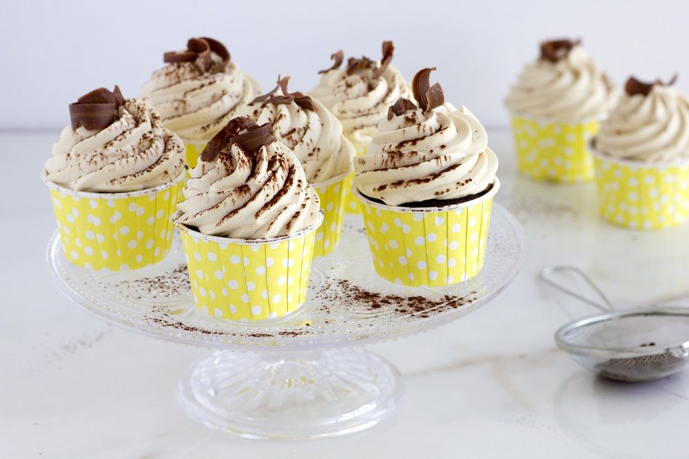 Banana Chocolate Cupcakes with Coffee Whipped Cream