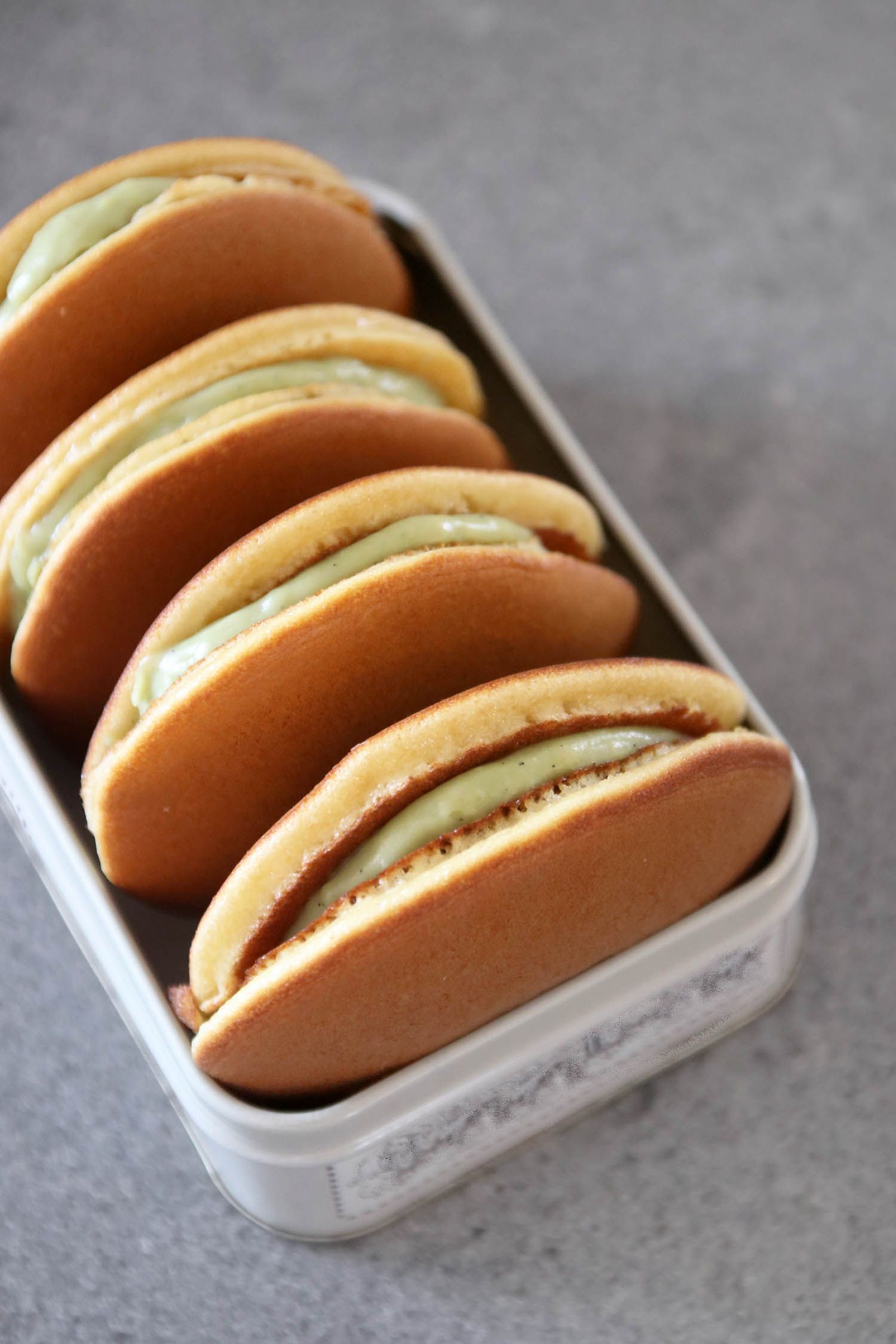 Dorayaki Japanese Pancakes Filled With Matcha Pastry Cream Lil Cookie
